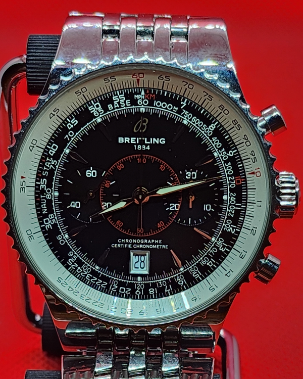 Breitling Montbrillant Légende 47MM Black Dial Steel Bracelet (A23340)