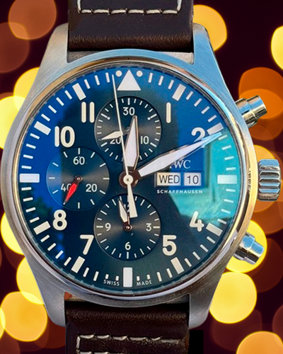 2018 IWC Schaffhausen Pilot Chronograph "Le Petit Prince" 43MM Blue Dial Leather Strap (IW377714)