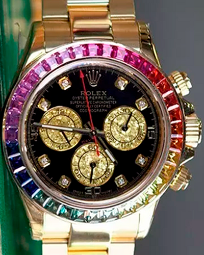 2007 Rolex Cosmograph Daytona 40MM Aftermarket Black Dial Yellow Gold Oyster Bracelet (116508)