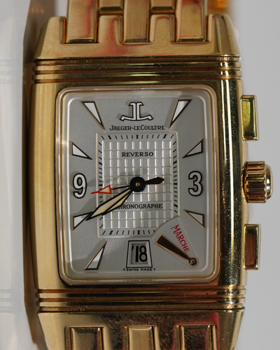 Jaeger-LeCoultre Reverso 28X43MM Silver Dial Yellow Gold Bracelet (295.1.59)