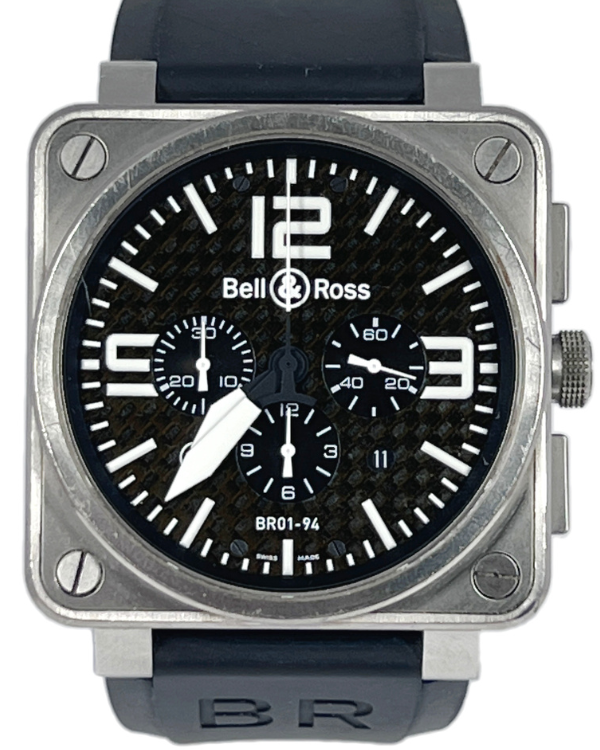 Bell & Ross Aviation 46MM Black Dial Rubber Strap (BR0194-BL-ST)