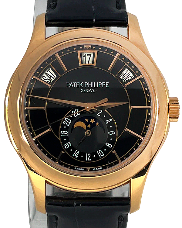 Patek Philippe Annual Calendar 40MM Black Dial Leather Strap (5205R-010)