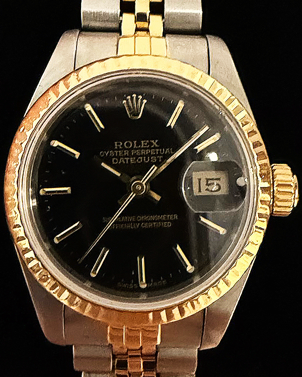 Rolex Lady-Datejust 26MM Black Dial Two-Tone Jubilee Bracelet (69173)