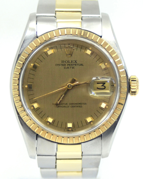 Rolex Oyster Perpetual Date Vintage 34MM Champagne Dial Steel Two-Tone Bracelet (1505)