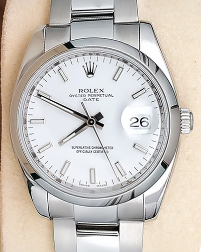 Rolex Oyster Perpetual Date 34MM White Dial Oyster Bracelet (115200)