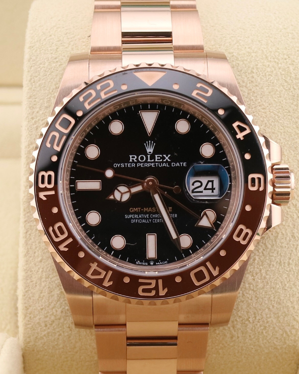 2023 Rolex GMT-Master II "Rootbeer" 40MM Black Dial Everose Gold Bracelet (126715CHNR)