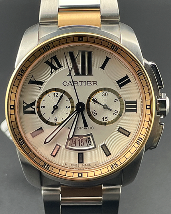 Cartier Calibre de Cartier 42MM Silver Dial Rose Gold/Steel Bracelet (W7100036)