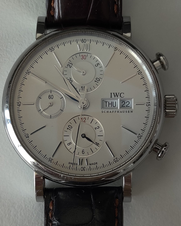 IWC Portofino Chronograph 42MM Silver Dial Leather Strap (IW391027)