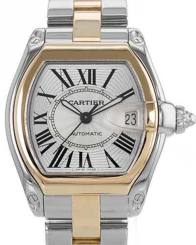 Cartier Roadster 38MM Silver Dial Two Tone Bracelet (W62031Y4)