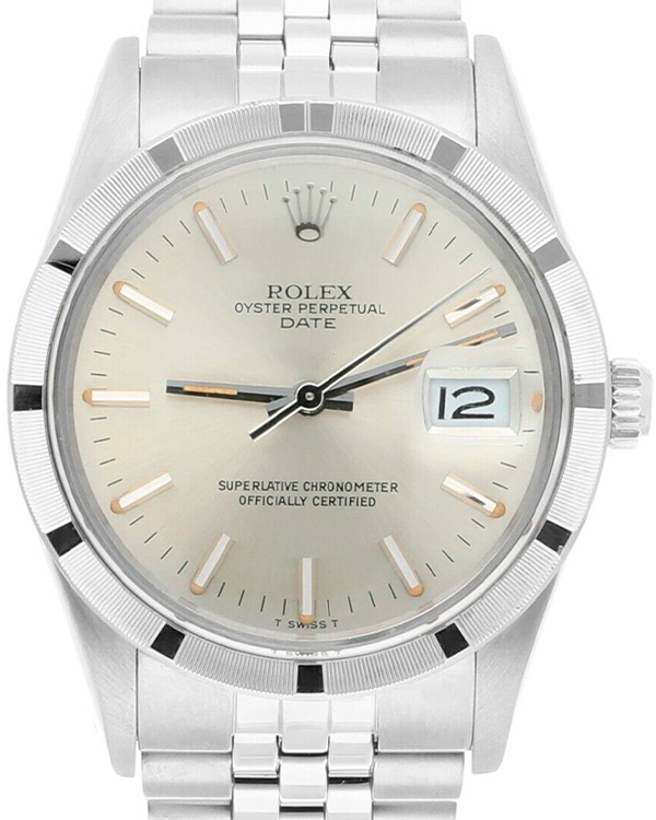 Rolex Oyster Perpetual Date Vintage 34MM Silver Dial Steel Bracelet (15010)