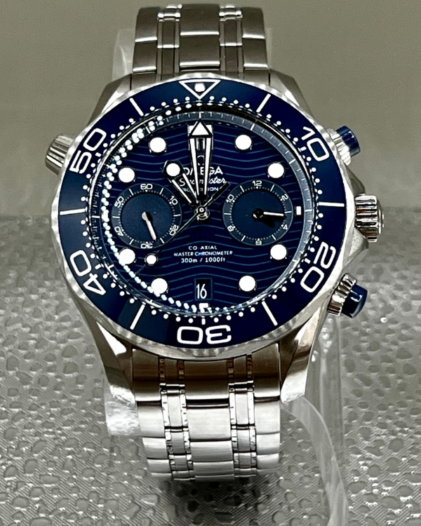 2022 Omega Seamaster Diver 300M Co-Axial Master Chronometer Chronograph 44MM Steel Blue Dial (210.30.44.51.03.001)