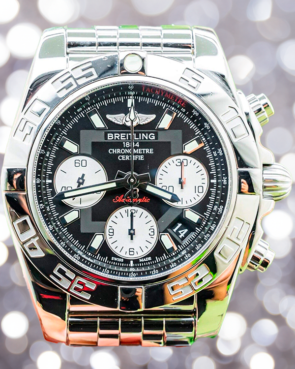 Breitling Chronomat 41MM Black Dial Steel Bracelet (AB014012/BA52)