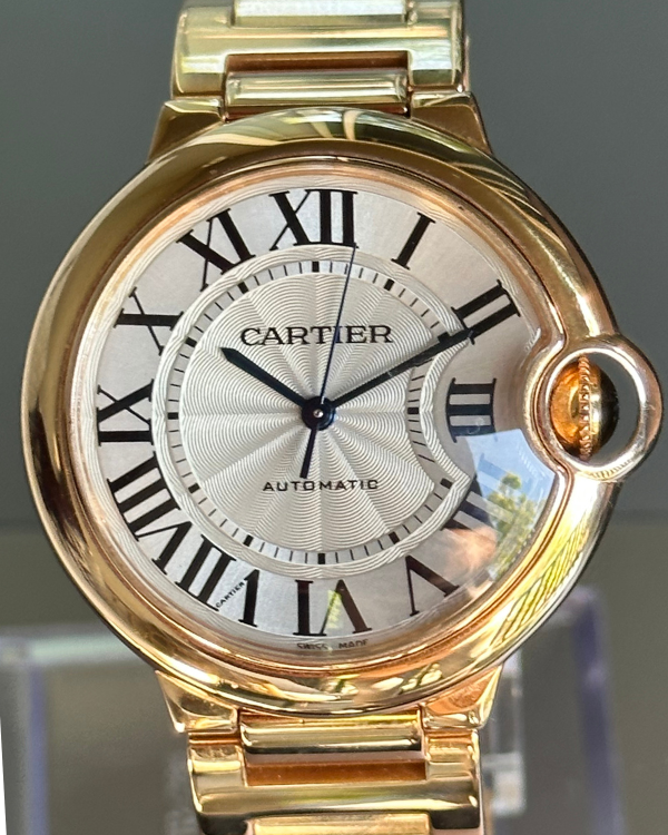 Cartier Ballon Bleu 36MM Rose Gold Silver Dial Bracelet (WGBB0043)