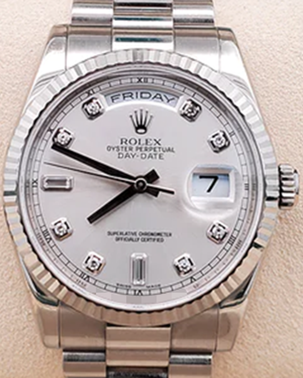 2011 Rolex Day-Date 36MM Silver Dial White Gold President Bracelet (118239)