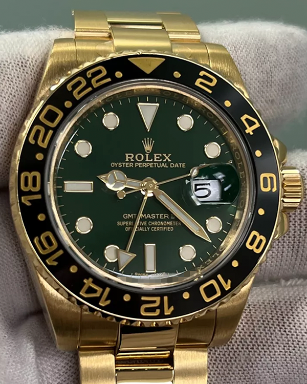 2018 Rolex GMT-Master II 40MM Green Dial Yellow Gold Oyster Bracelet (116718LN)
