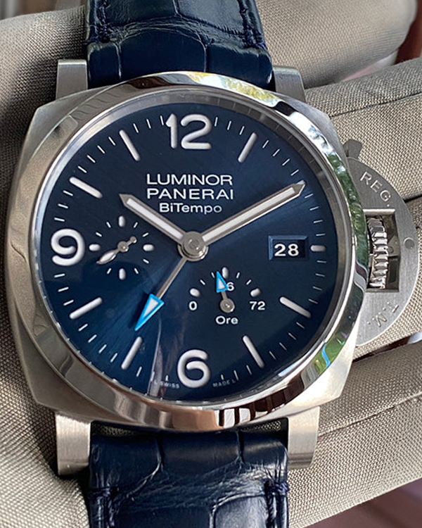 2024 Panerai Luminor 1950 BiTempo 44MM Blue Dial Leather Strap (PAM01361)