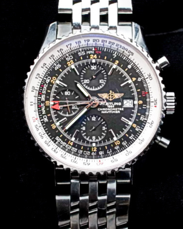 Breitling Navitimer World 46MM Black Dial Steel Bracelet (A2432212/B726)