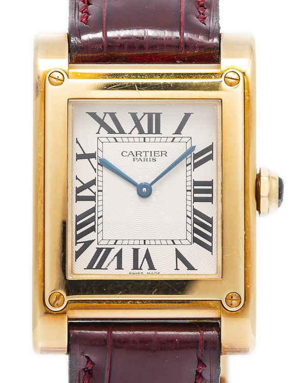 Cartier Tank À Vis 27x39MM White Dial Leather Strap (2484D)