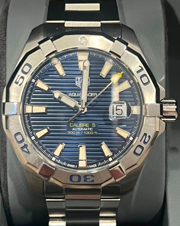 No Reserve - TAG Heuer Aquaracer 43MM Blue Dial Steel Bracelet (WAY2012.BA0927)