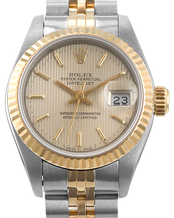 Rolex Lady-Datejust 26MM "Tapestry" Champagne Dial Two-Tone Jubilee Bracelet (69173)