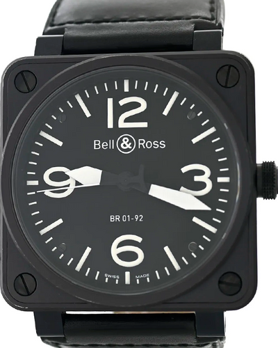 Bell & Ross Aviation Type 46MM Black Dial Rubber Strap (BR01-92-S)