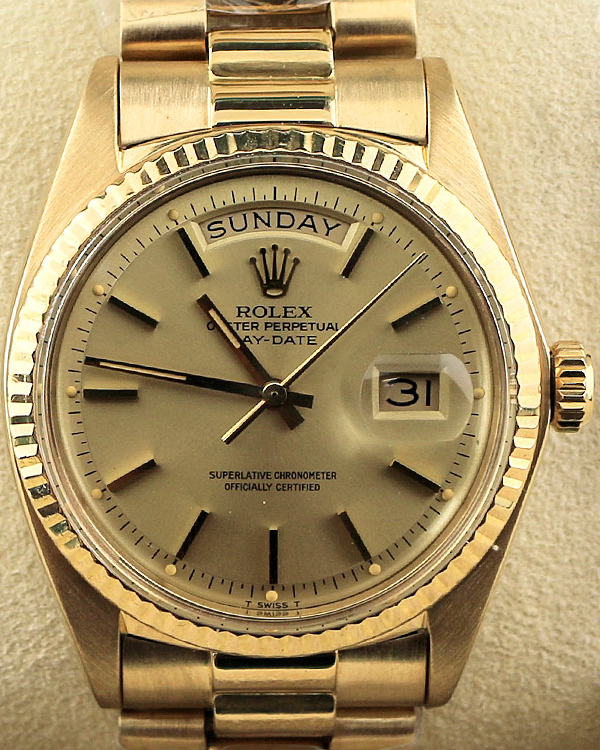 1975 (3.8 Mil Serial) Rolex Day-Date 36MM Champagne Dial Yellow Gold President Bracelet (1803)