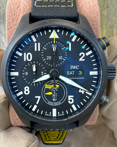 IWC Schaffhausen Pilot "Royal Maces" 44.5MM Black Dial Textile Strap (IW389107)