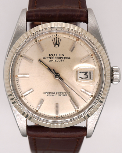 Rolex Datejust 36MM Silver Dial Aftermarket Leather Strap (1601)