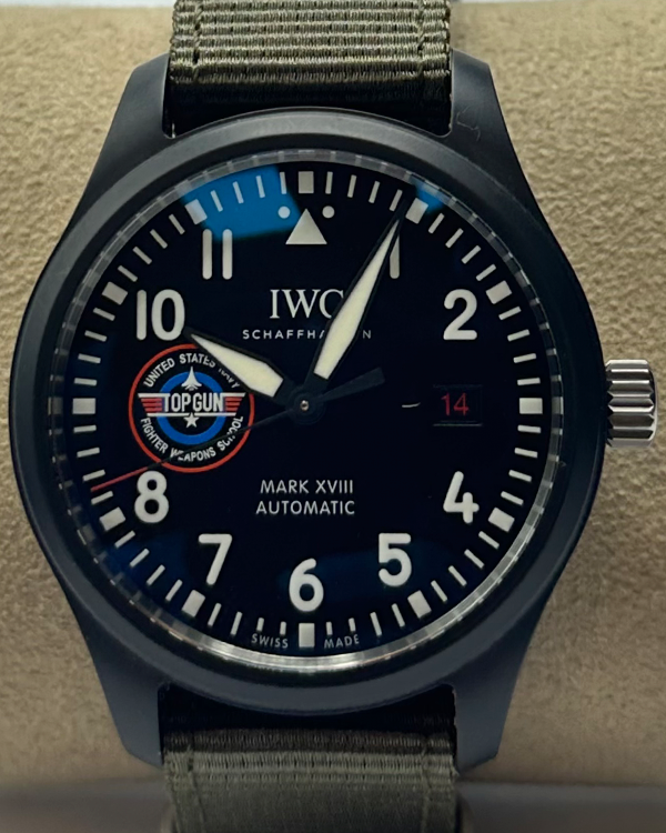 2022 IWC Schaffhausen Pilot Top Gun Mark XVIII "SFTI" 41MM Black Dial Textile Strap (IW324712)