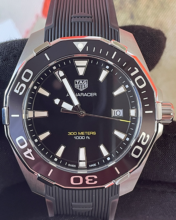 TAG Heuer Aquaracer 300M 43MM Quartz Black Dial Rubber Strap (WAY101A.FT6141)