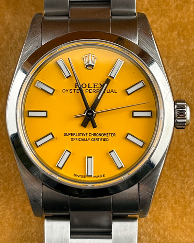 Rolex Oyster Perpetual 31MM Aftermarket Yellow Dial Steel Bracelet (77080)