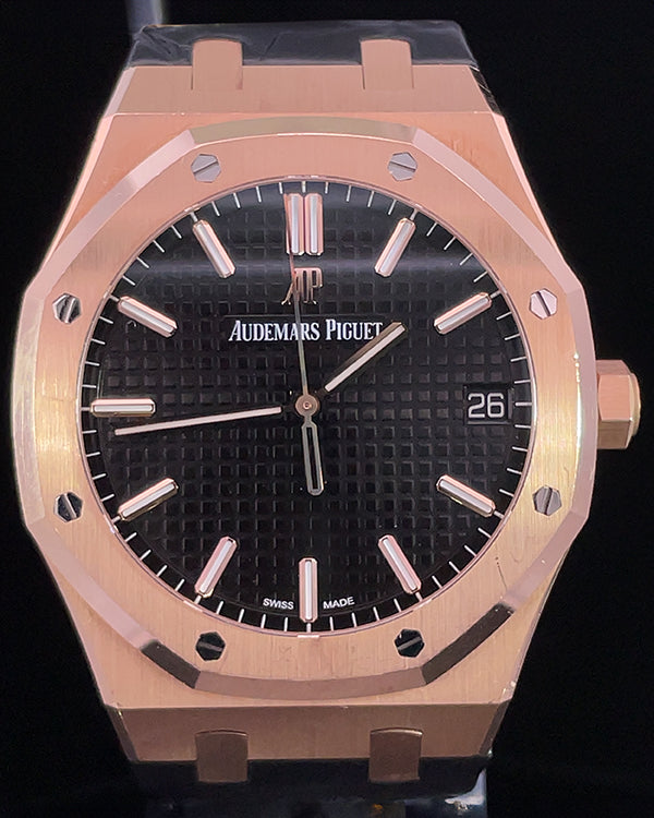 2022 Audemars Piguet Royal Oak 41MM Black Dial Leather Strap (15500OR.OO.D002CR.01)