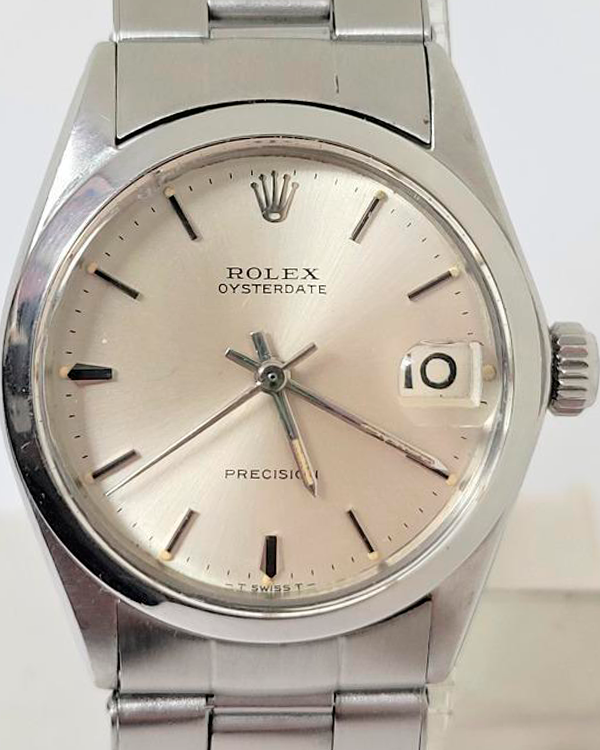 Rolex Oysterdate Precision Vintage 31MM Silver Dial Riveted Steel Bracelet (6466)