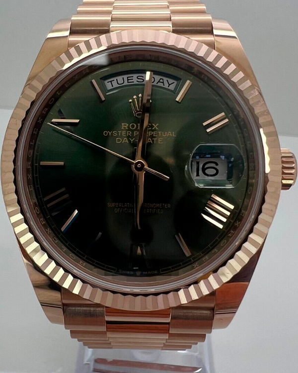 Rolex Day-Date 40MM Green Dial Rose Gold President Bracelet (228235)