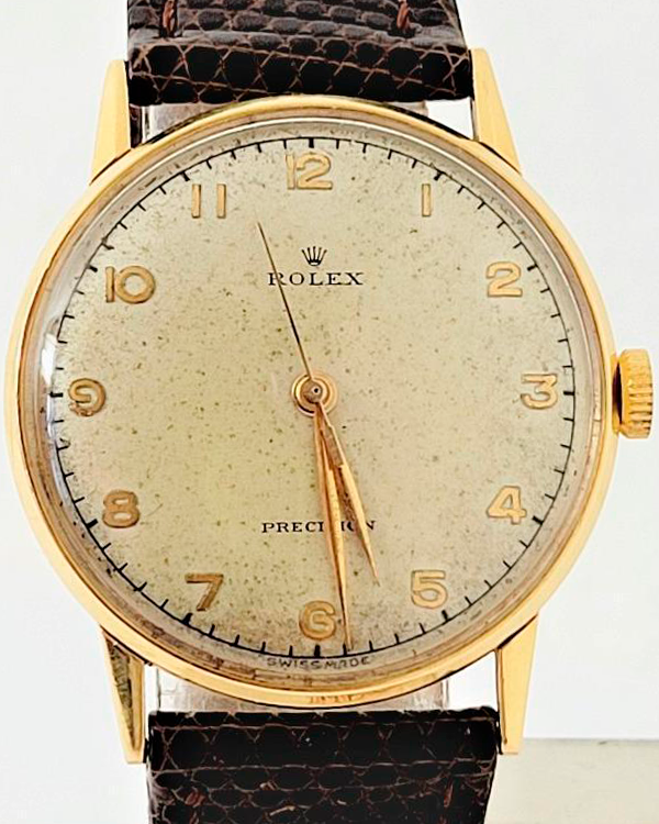 Rolex Oyster Precision Vintage 33.5MM Off-White Patina Dial Leather Strap (3745)