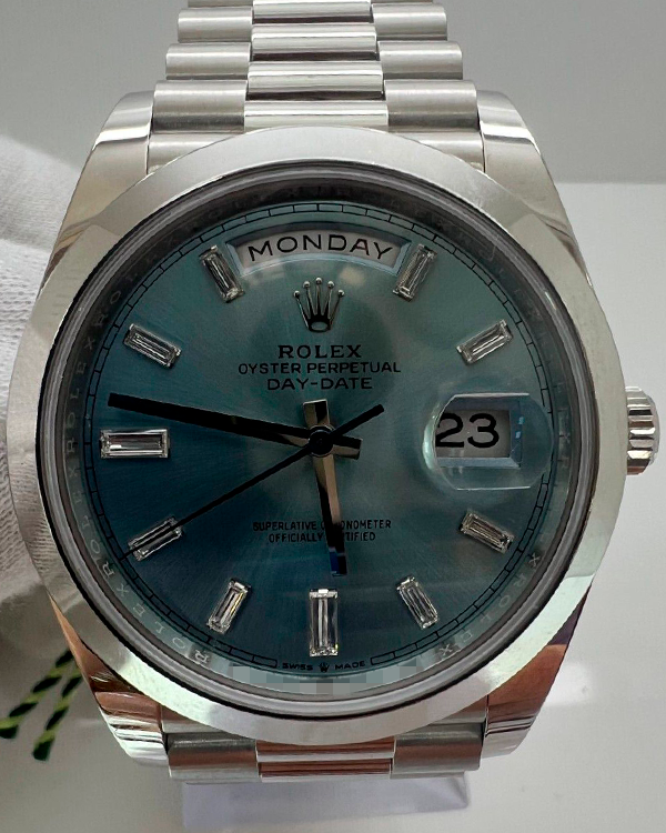 Rolex Day-Date 40MM Ice Blue Dial Platinum President Bracelet (228206)