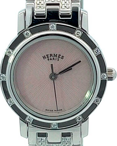 Hermès Clipper 24MM Quartz Pink Dial Steel/Diamond Bracelet (CL4.230)
