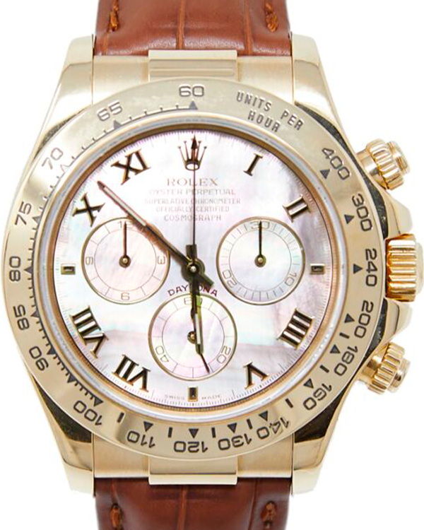 2001 Rolex Cosmograph Daytona "Zenith" 40MM Mother of Pearl Dial Leather Strap (116518)