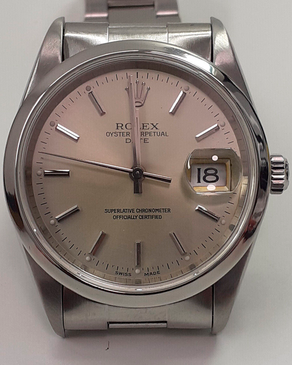 Rolex Oyster Perpetual Date 34MM Rare Cream Dial Steel Bracelet (15200)