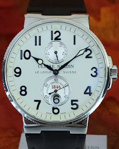 Ulysse Nardin Marine Chronometer 41MM White Dial Leather Strap (263-66-3)