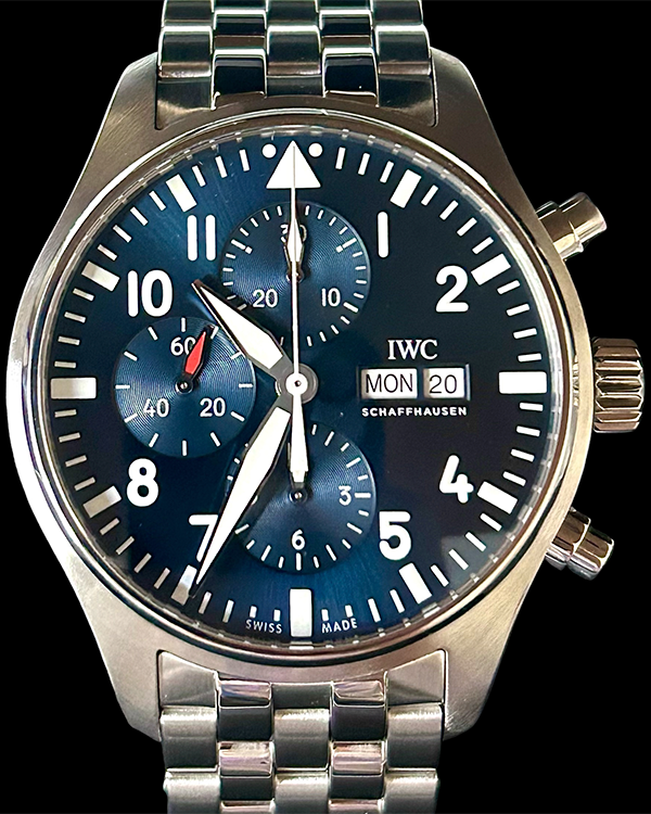 No Reserve - 2019 IWC Schaffhausen Pilot Chronograph "Le Petit Prince" 43MM Blue Dial Steel Bracelet (IW377717)