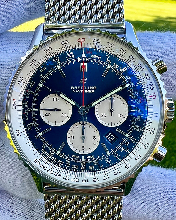 2019 Breitling Navitimer 1 B01 Chronograph 46MM Blue Dial Steel Bracelet (AB0127211C1P1)