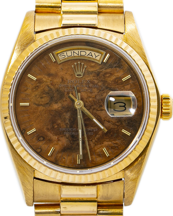 Rolex Day-Date President Yellow Gold Wood Dial (18038)