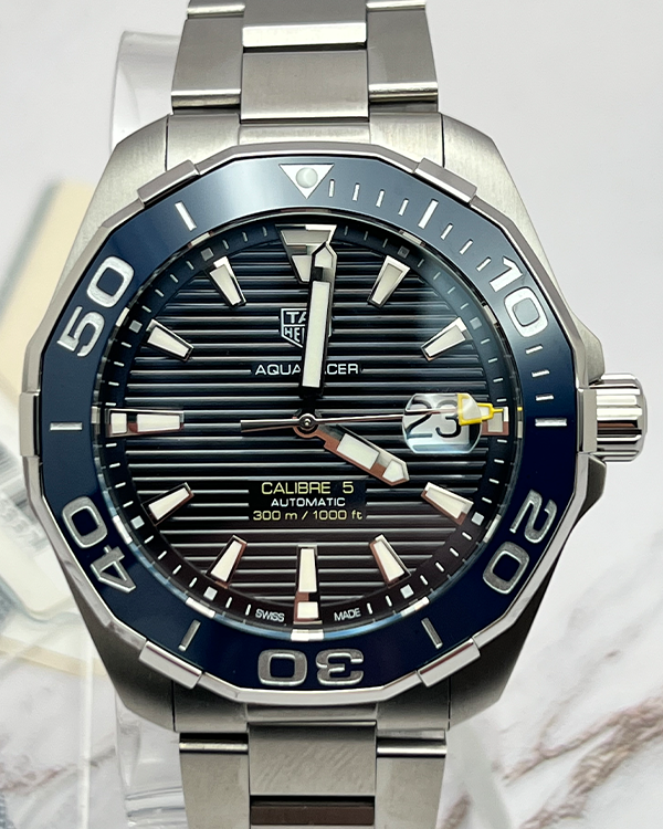 No Reserve - 2020 TAG Heuer Aquaracer 300M Calibre 5 Steel Blue Dial (WAY201B.BA0927)