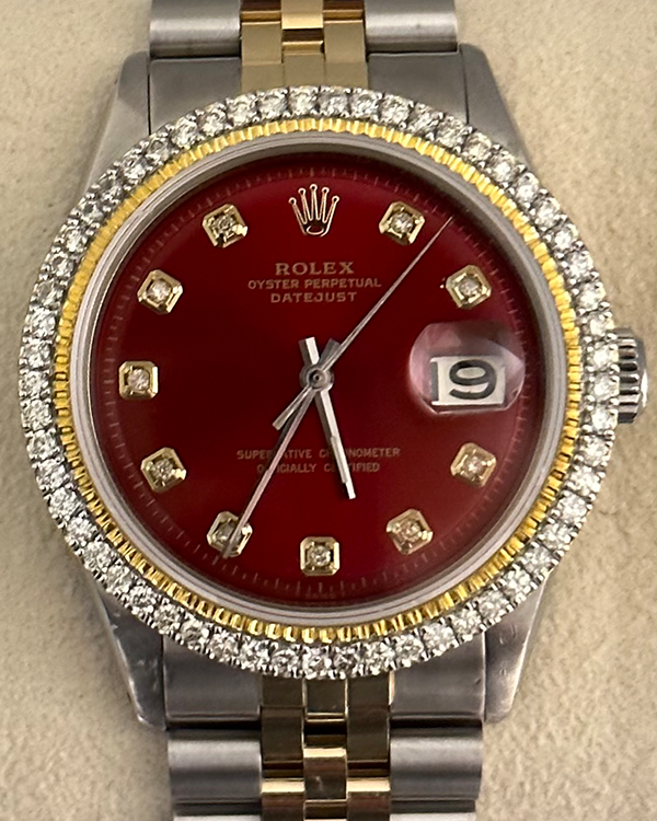 Rolex Datejust 36MM Red Dial Two-Tone Jubilee Bracelet (1601)