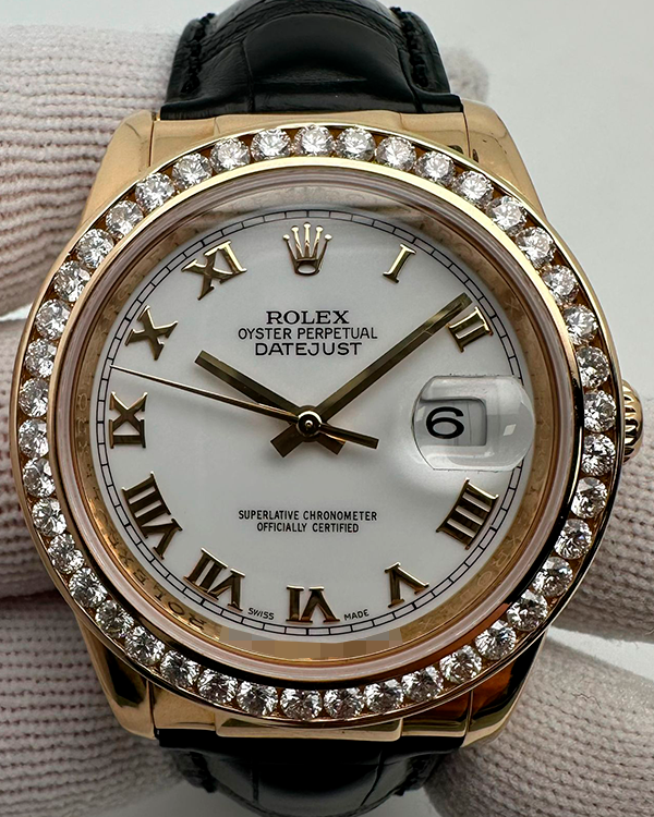 Rolex Datejust 36MM White Dial Leather Strap (116138)