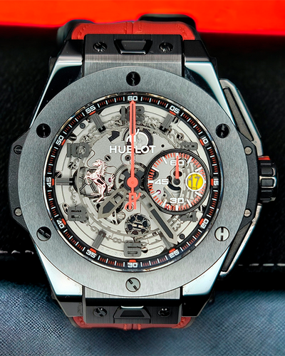 2016 Hublot Big Bang "Ferrari" L.E. 45MM Skeleton Dial Leather Strap (401.CX.0123.VR)