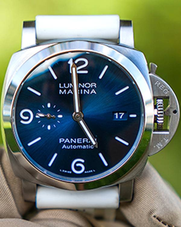 2021 Panerai Luminor Marina 44MM Steel Blue Dial Rubber Strap (PAM01313)