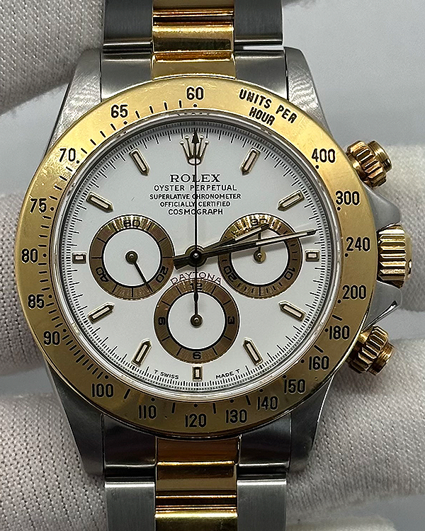 1995 (W Serial) Rolex Cosmograph Daytona Zenith 40MM White Dial Two-Tone Oyster Bracelet (16523)