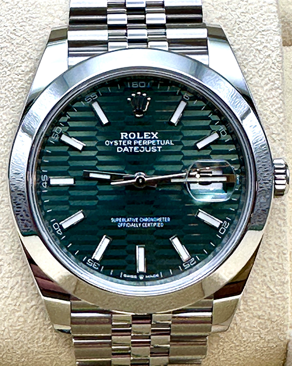 2023 Rolex Datejust 41MM Green "Motif" Dial Oystersteel Jubilee Bracelet (126300)